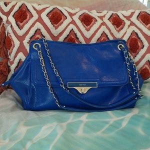 Nine West Cobalt Blue Shoulder Purse Floral Lined